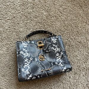 Michael Kors Black and White Snake Print Satchel